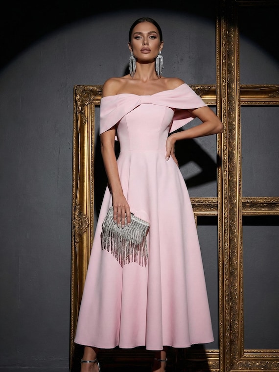 dress shoulder pink midi One Shoulder Draped Midi Dress Hot Pink