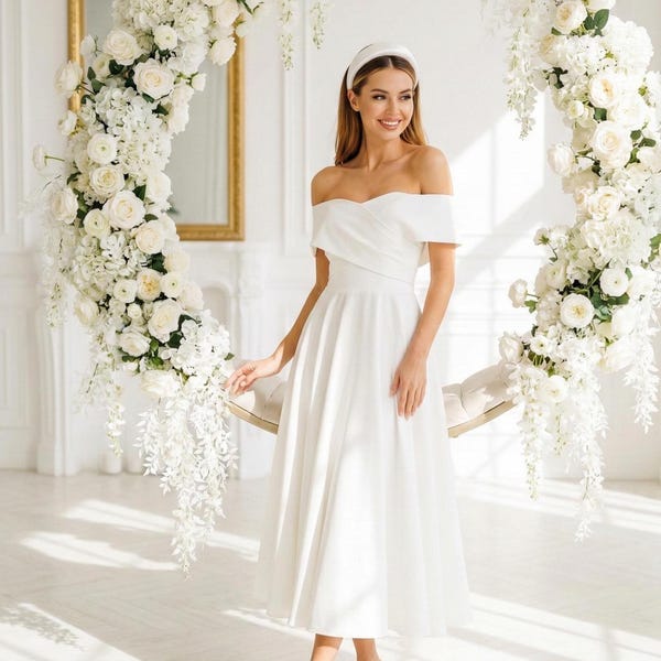 Midi civiele trouwjurk: elegante receptiejurk