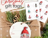Gnome Christmas Gift Tags, Printable Xmas Tags (PDF)