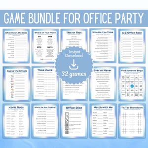 Office Party Game Bundle, 32 Printable Team-Building Activities, Icebreaker & Trivia Games, Corporate Event Games