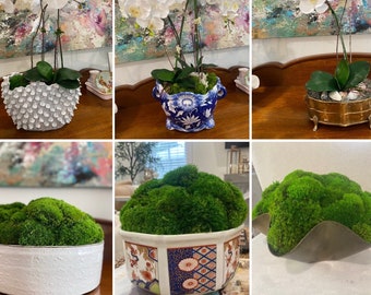 Available Moss Bowls or Faux Orchid Bowls. Pick your bowl, and I’ll create a gorgeous custom moss bowl or faux orchid planter.