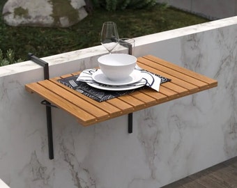 Wooden Foldable Balcony Table, Wooden Hanging Balcony Table, Balcony Decoration