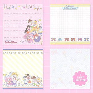 Magical Girls Memo Sheet Sample Set, Junk Journaling, Scrapbooking - 4 Sheets Only - Not A Memo Pad