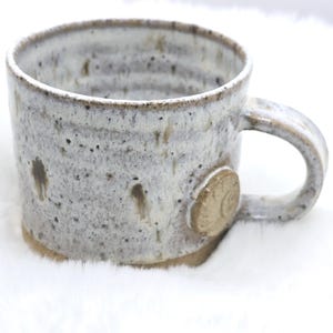 Handmade Ceramic 4oz Double Espresso Mug. Speckled Cream Glaze. Toasty Stoneware Pottery.