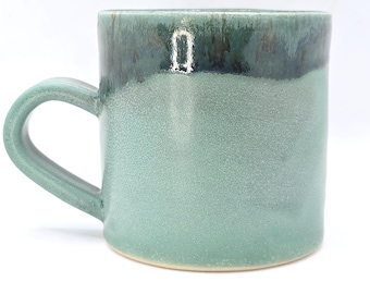 Handmade Ceramic 8oz Tea / Coffee Mug with handle, Verdigris Green Glaze. Stoneware Pottery