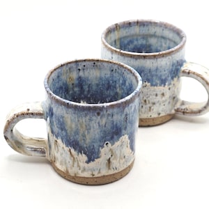 Handmade Ceramic 4oz Tall Double Espresso Mug. Cream & Blue Speckled Glaze - Toasty Stoneware Pottery image 8