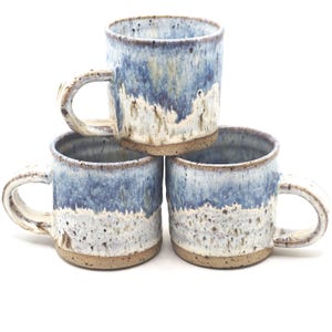 Handmade Ceramic 4oz Tall Double Espresso Mug. Cream & Blue Speckled Glaze - Toasty Stoneware Pottery image 9