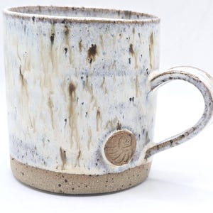 Handmade Ceramic 8oz Coffee / Tea Mug. Speckled Cream Glaze. Toasty Stoneware Pottery.