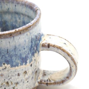 Handmade Ceramic 4oz Tall Double Espresso Mug. Cream & Blue Speckled Glaze - Toasty Stoneware Pottery image 2