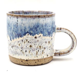 Handmade Ceramic 4oz Tall Double Espresso Mug. Cream & Blue Speckled Glaze - Toasty Stoneware Pottery