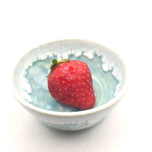 Handmade Ceramic Condiment Bowl / Trinket Dish. Frosty Blue Glaze. White  Stoneware Pottery