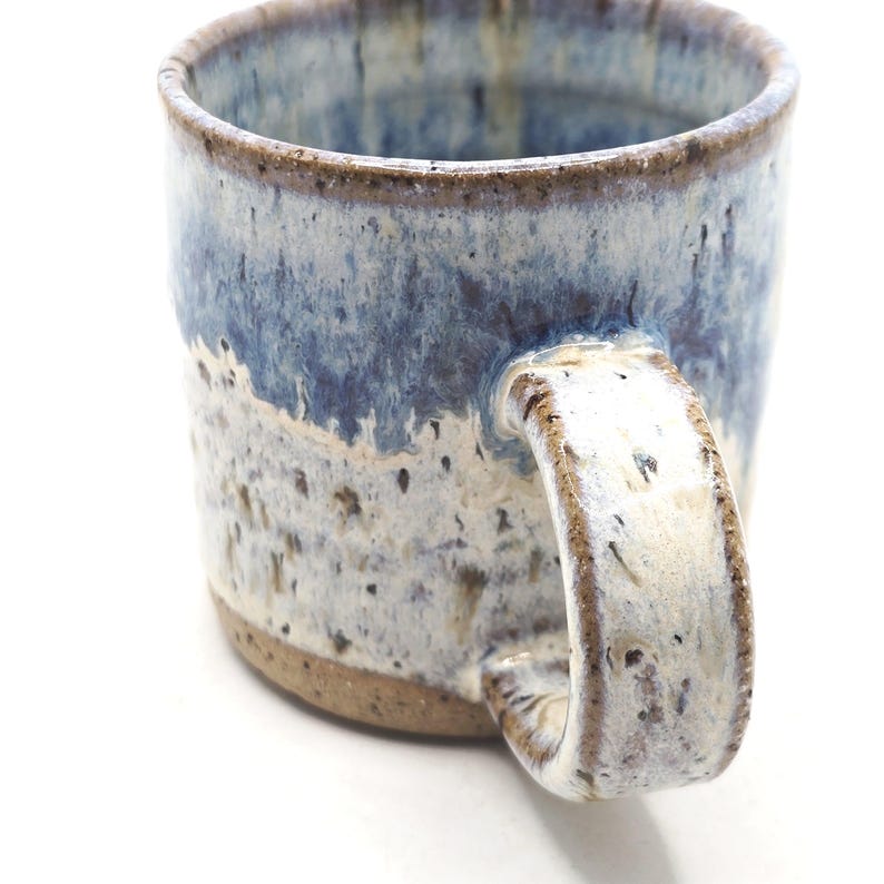 Handmade Ceramic 4oz Tall Double Espresso Mug. Cream & Blue Speckled Glaze - Toasty Stoneware Pottery image 5