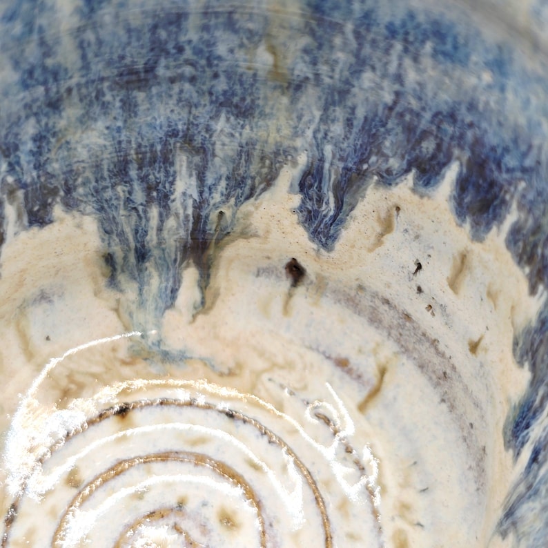 Handmade Ceramic 4oz Tall Double Espresso Mug. Cream & Blue Speckled Glaze - Toasty Stoneware Pottery image 3