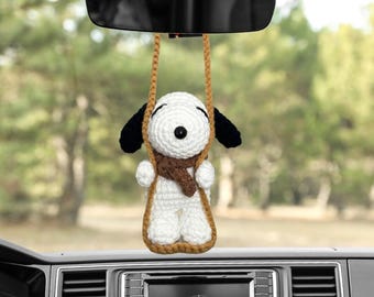 Crochet Cute Dog Car Hanger Cute Crochet Car Mirror Hanging Crochet Gift For Her Him