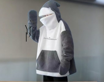 Cute Shark Hoodie - Comfortable and Trendy, Ideal for Relaxation and Humor, Blue Shark Hoodie, Gift for her, Gift for Him, Couples Gift