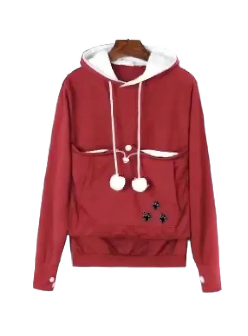 Joli sweat-shirt chat à capuche animal de compagnie Casual unisexe oversize chat kangourou poche sweat à capuche pour animal de compagnie pull pull cadeau printemps Rouge