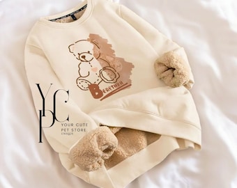 Niedlicher flauschiger Teddybär Hoodie - gemütlicher Katzen Hoodie Pullover für den Sommer - perfektes Geschenk für Tierliebhaber, lässiger Schaf Hoodie, niedliche Katzen und Bären