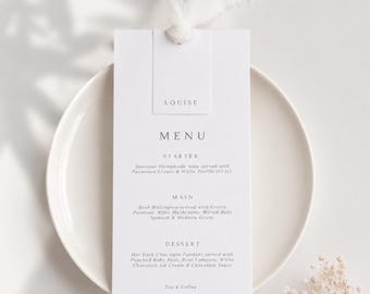 Personalised Wedding Menu Place Card with Chiffon Ribbon