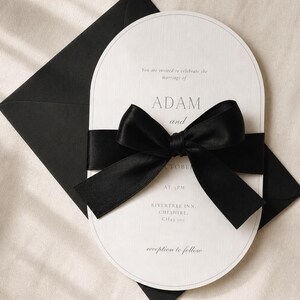 Arch Ribbon Invitation Suite  | Customised Bow  | Printed Invites | Black & White