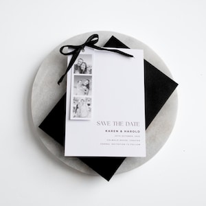 Fotostreifen Save the Date | Schwarz und Weiß Save the Date Karte | Hochzeitseinladung | Schwarze Hochzeit | Moderne Save the Date | Foto einladen