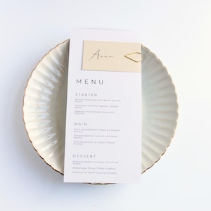 Elegant Wedding Menu with Name Tag | Personalised Rustic Wedding Table Decor | Custom Printable Menu Card