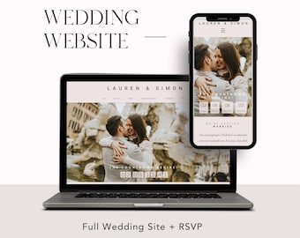 Classic Pink Wedding Website Template: Wix RSVP (Digital Download)