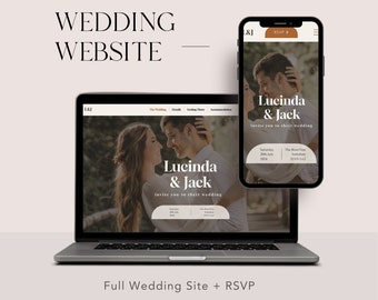 Boho Wedding Website Template: Online RSVP, Wix (Digital Download)