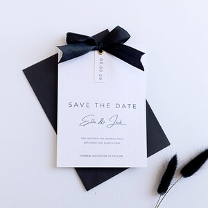 Schwarzes Band Save the Date Karte | Hochzeitseinladung | Black & White Hochzeit Bogen Save the Date