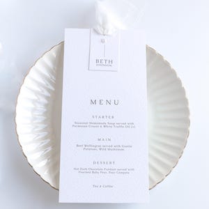 Band Hochzeitsmenü mit Namensschild | Perlen-Hochzeitsmenü | Hochzeit Tischkarte | Hochzeits-Menükarten | Moderne Hochzeit | Perle