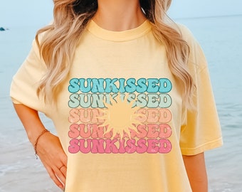 Sunkissed retro zomer-T-shirt: comfortabel kleuren strand-T-shirt