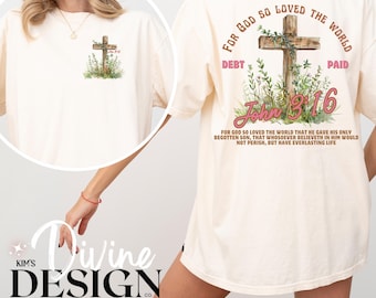 Christliche Bibel Schrift Jesus Kreuz T-Shirt, religiöser Glaube Ostern T-Shirt, Unisex religiöse Kleidung, Johannes 3:16 Hemd, christliches Geschenk