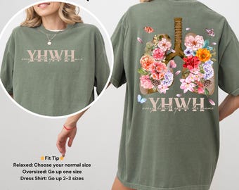 Floral YHWH Christian T-Shirt: Garment-Dyed Religious Tee