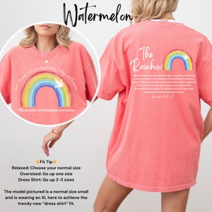 Regnbågs kristen t-shirt: Guds löfte komfortfärger t-shirt bild 7