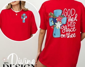 Vaterländisches christliches T-Shirt: Gott vergießt seine Gnade, 4. Juli T-Stück