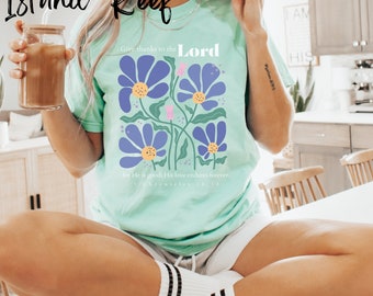 Geben Sie danke Blumen christliches T-Shirt - Komfort Farben Glaube T-Shirt