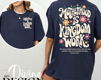 Mutterschaft ist Königreich Arbeit Damen Christian Mom Retro Blumen T Shirt