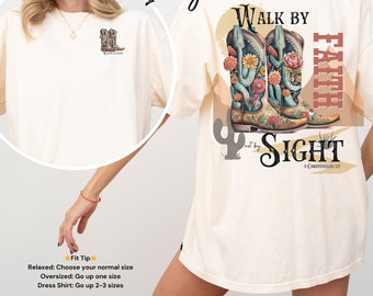 Walk by Faith Christliches T-Shirt: Western Boots Comfort Farben T-Shirt