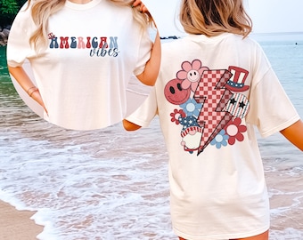 American Vibes Vaterländischen T-Shirt: Retro Smiley 4. Juli Tee