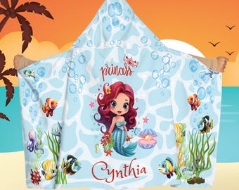 Personalized Mermaid Hooded Towel: Custom Ocean Princess Gift
