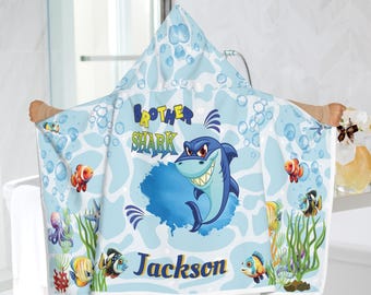 Personalized Brother Shark Hooded Towel: Kids Bath & Beach Towel