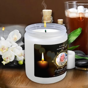 Personalized Memorial Candle with Photo – Sympathy Gift for Loss of Loved One | Custom In Loving Memory Candle | Bereavement Keepsake