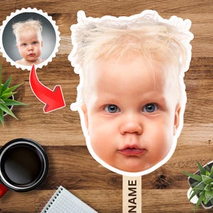 Abanico con recorte de cara personalizado: accesorio de fiesta de cabeza grande personalizado / Foto divertida con forma de cara / Cumpleaños, graduación, boda, evento deportivo