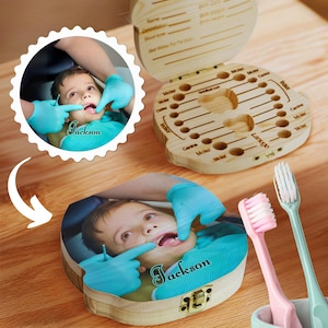 Personalized Wooden Tooth Box: Engraved Keepsake Organizer for Boys