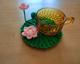 Hand Knitted, Lotus Coasters (Mugs Not Included), Coasters, Wool Crochet, Creative Gifts for Mothers and Girlfriends