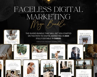 Faceless Digital Marketing Guides Bundle: Canva Templates, MRR PLR