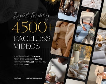 4500+ Faceless Aesthetic Videos for Instagram Reels, Minimalist Faceless Digital Marketing Videos With Master Resell Rights, MRR/PLR, Canva