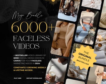 6000+ Faceless Aesthetic Videos for Instagram Reels, Minimalist Faceless Digital Marketing Videos With Master Resell Rights, MRR/PLR, Canva