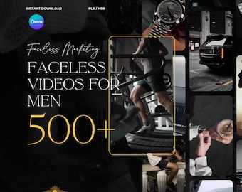 500+ Faceless Men Reels, Luxury Lifestyle, MRR PLR (Canva Templates)