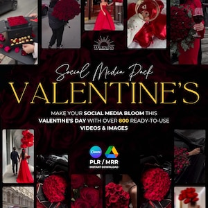Oltre 800 reel di San Valentino, storie di Instagram, amore, romanticismo, bundle, diritti di rivendita master, PLR, contenuti senza volto, San Valentino, social media