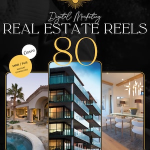 80+ Real Estate Instagram Reels for Canva, Luxury Realtor Templates with MRR & PLR, Faceless Digital Marketing Videos, Master Resell Rights